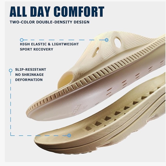 🆕 Recovery Slides / Sandals Size 10 Women / 8 Men’s in Beige Comfy - Picture 5 of 15